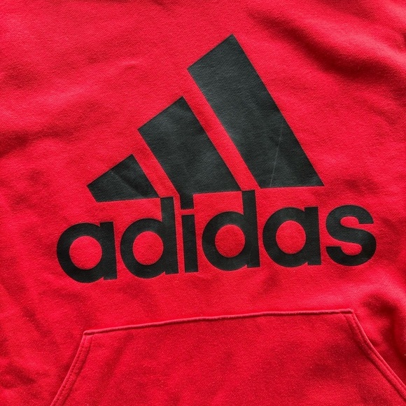 Adidas Boys Size 14-16 Red Pullover Hoodie - Picture 4 of 5